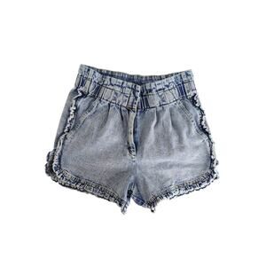 Sea New York Dax Denim Shorts 27 Light Wash High Rise Ruffle Hem 100% Cotton